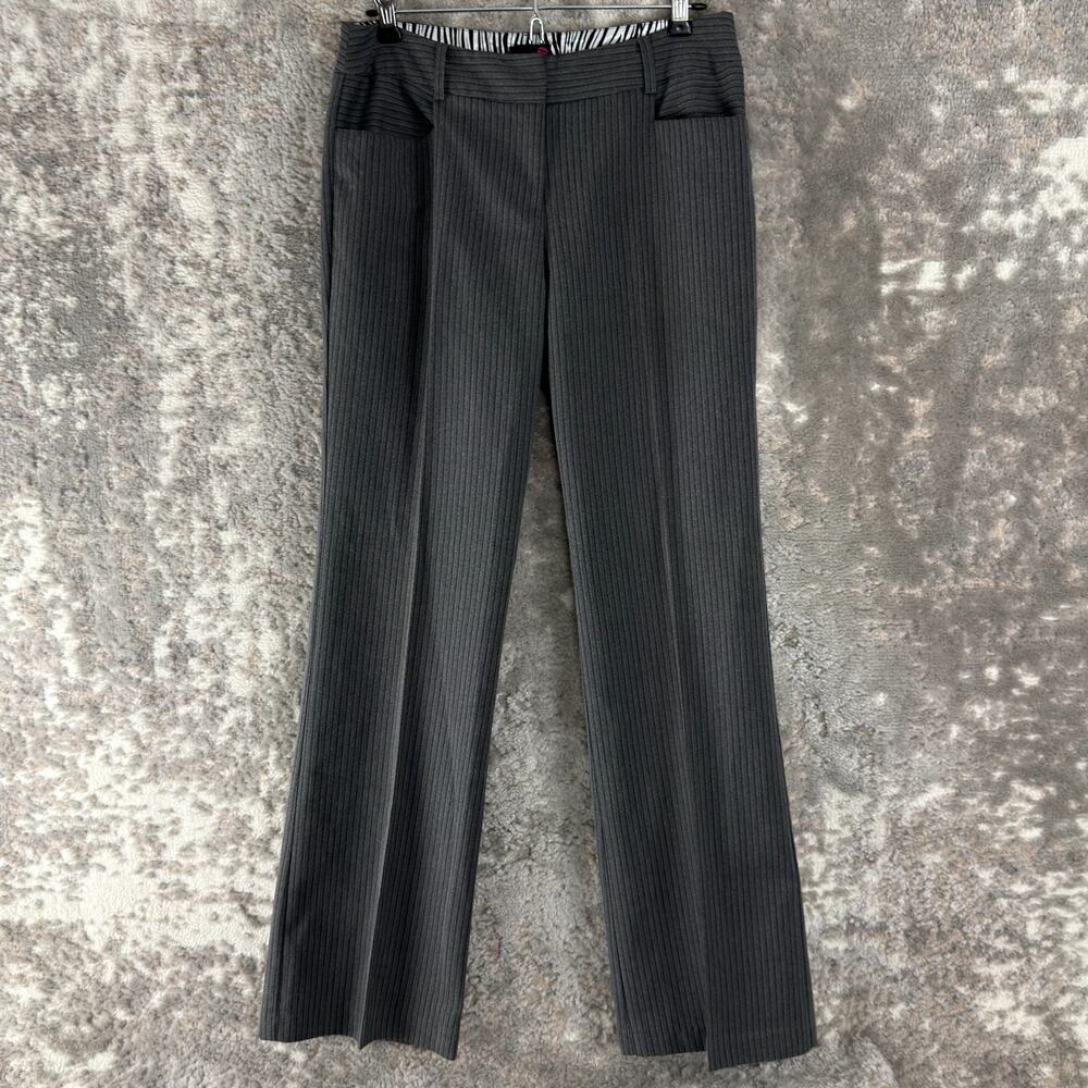 Flirtatious Junior‎ Size 5 Y2K Goth Emo Striped Straight Leg Pants Gray Button